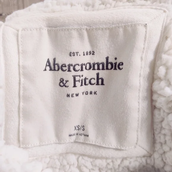 Abercrombie & Fitch Sherpa Lined Gray Cardigan Jacket Open Front Sz XS/S - Picture 9 of 11